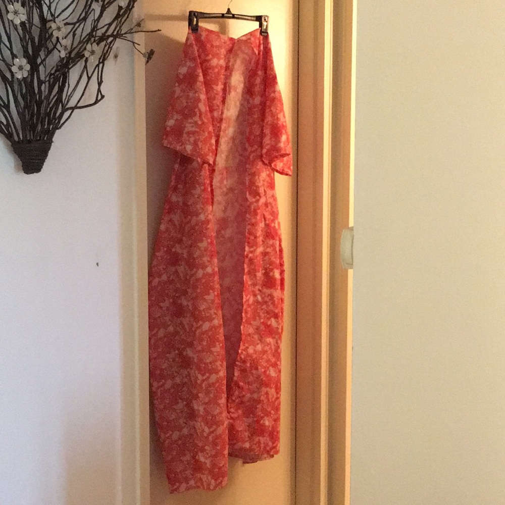 Kaftan/Abaya/Duster Red/Coral Tiny sparkles